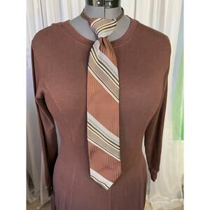 vintage zipper tie 1980s Diagonal stripe brown black